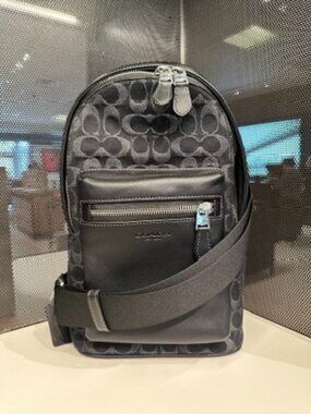 NWT! Rare! Coach CDC50 Men's Bag West Pack In Signature Denim Black/Silver